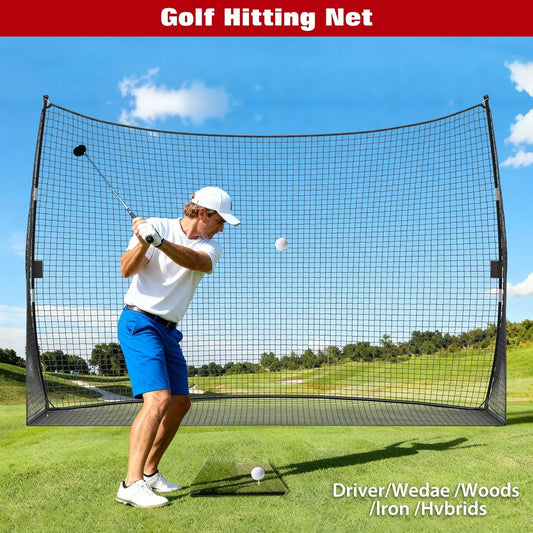 Portable Golf Practice Net With Iron Frame And Carry Bag
