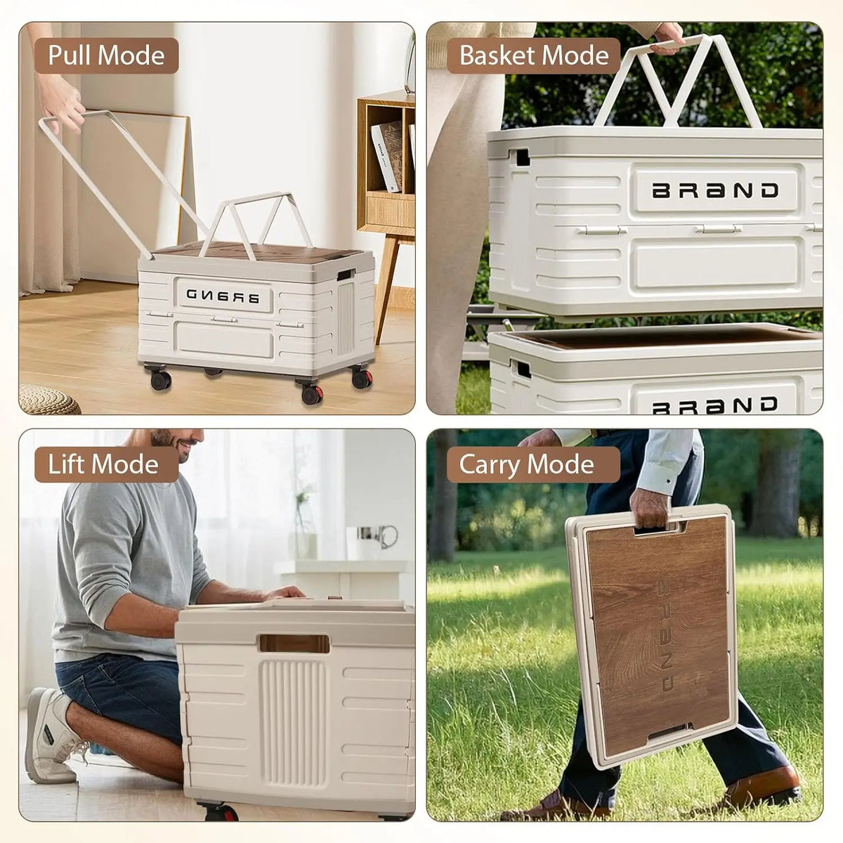 Foldable Rotating Camping Storage Cart With Silent Locking Wheels