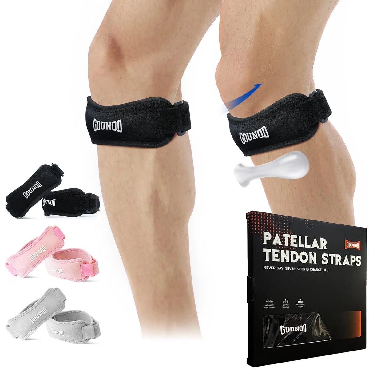 GOUNOD Adjustable Patella Knee Straps for Running and Pain Relief