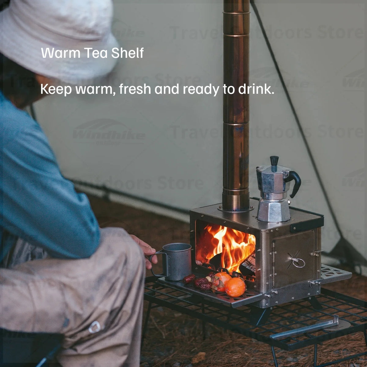 Naturehike Wood Burning Tent Stove With Glass Door And Chimney