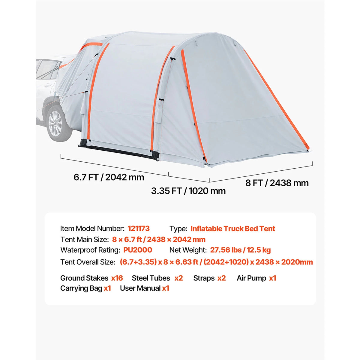 SucceBuy Inflatable SUV Tent With Awning For Outdoor Camping