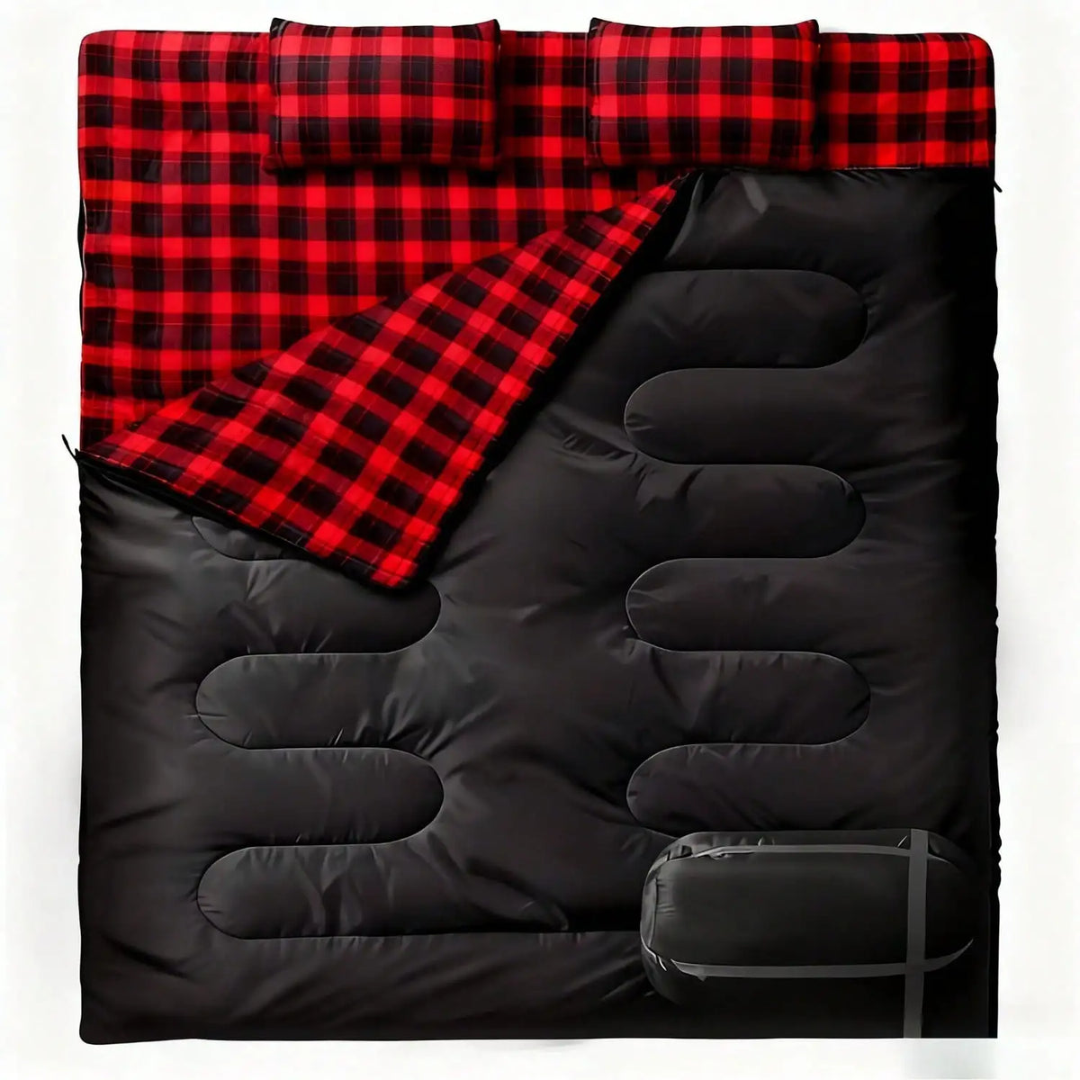 Double Camping Sleeping Bag for Adults With Two Pillows