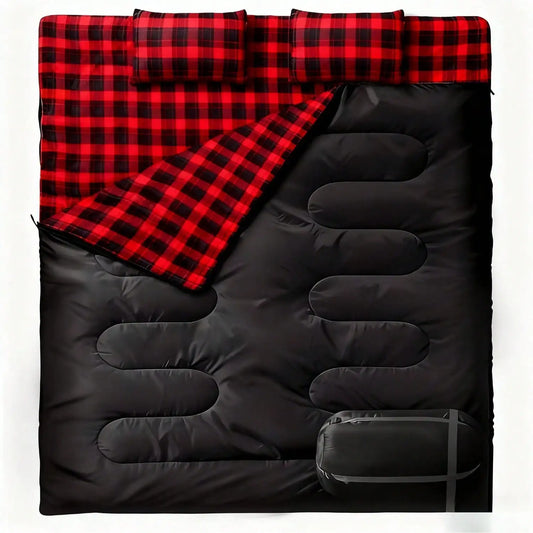 Double Camping Sleeping Bag for Adults With Two Pillows