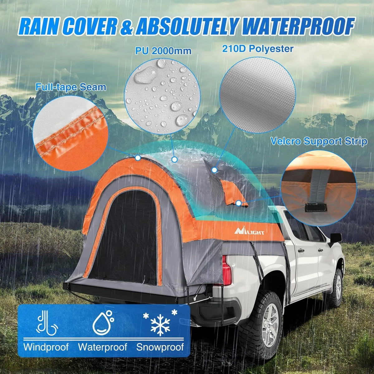 Nilight Waterproof Double Layer Truck Bed Camping Tent for Outdoor Travel