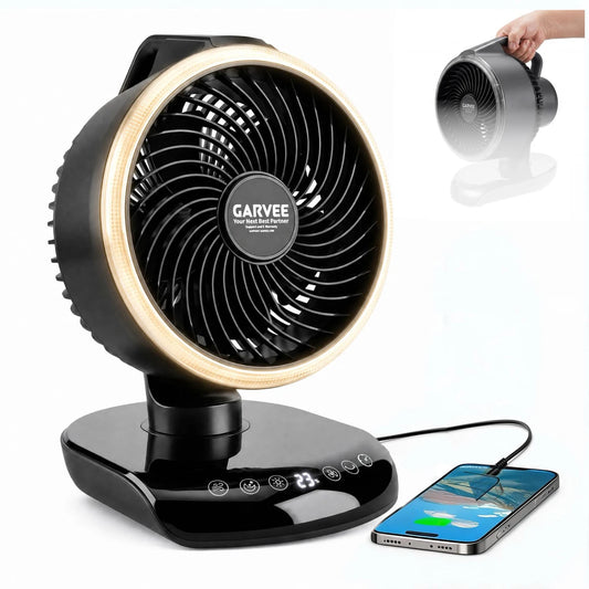 HiMISS Camping Fan With Remote Control LED Light And Timer