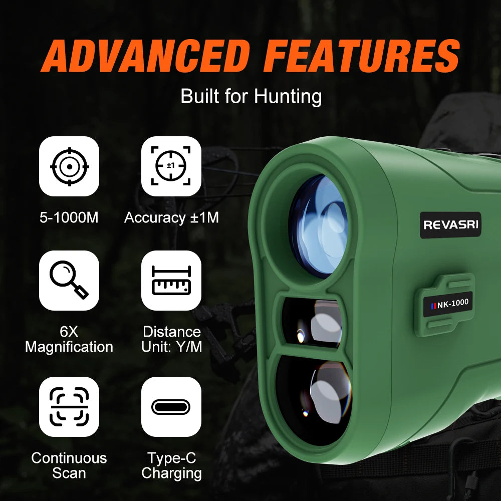 REVASRI Laser Rangefinder With Slope Compensation For Hunting And Golf