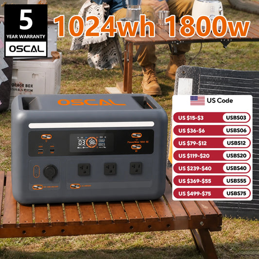 OSCAL Portable Solar Generator with LiFePO4 Battery Backup