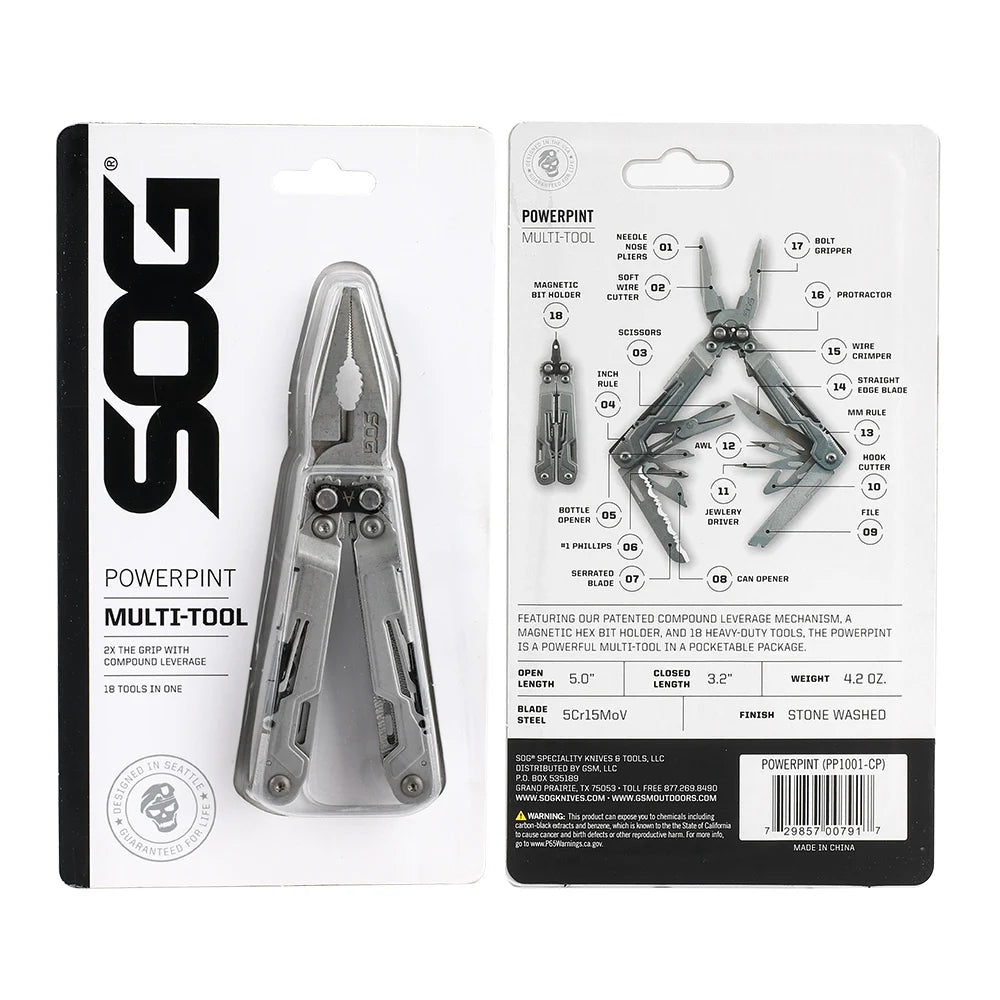 SOG PowerPint Mini Multi Tool With 18 Essential Functions