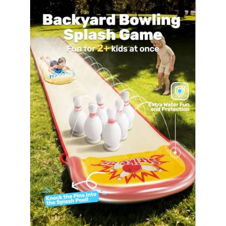 Outdoor Water Slide Bowling Game With Built In Sprinkler