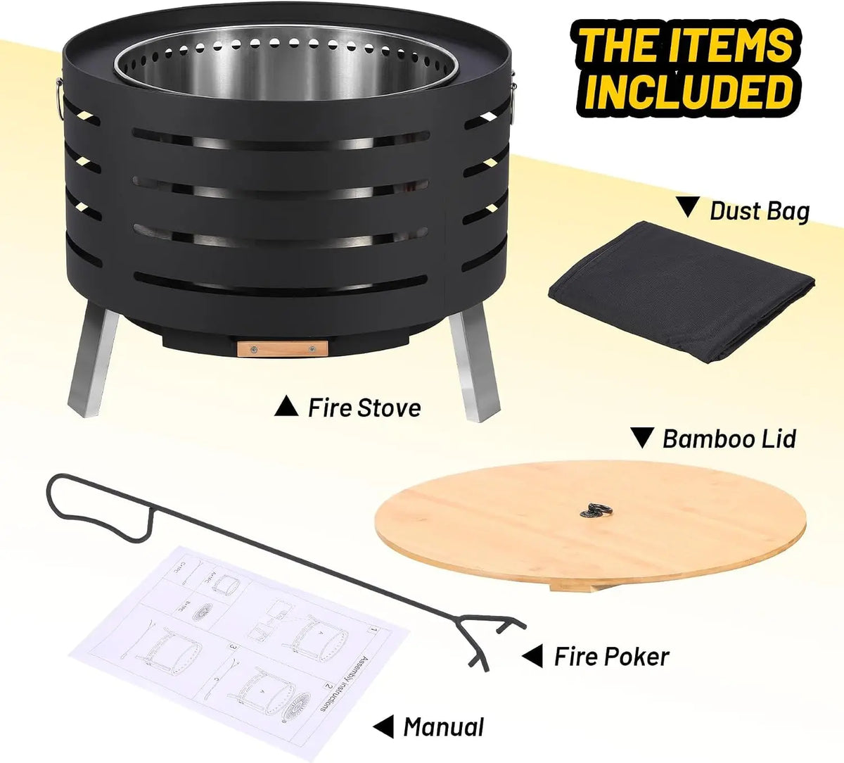 Garvee Smokeless Tabletop Fire Pit With Ash Pan And Cover