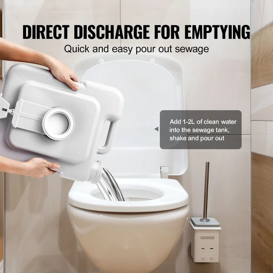 Portable Camping Toilet with Pressurized Flush and Leakproof Waste Tank
