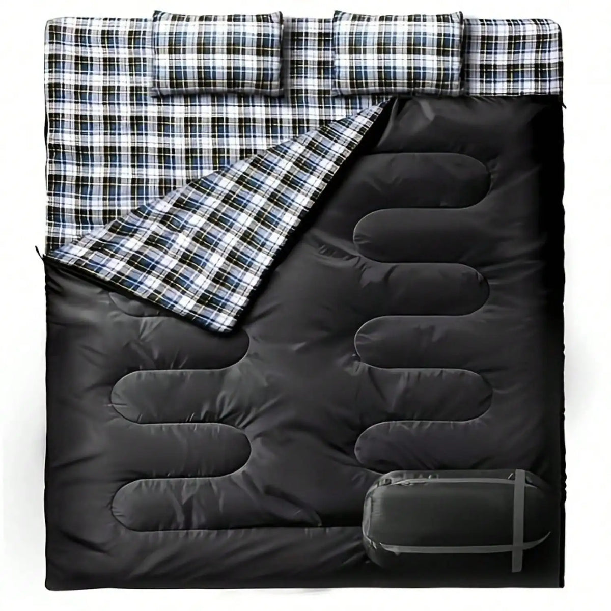 Double Camping Sleeping Bag for Adults With Two Pillows