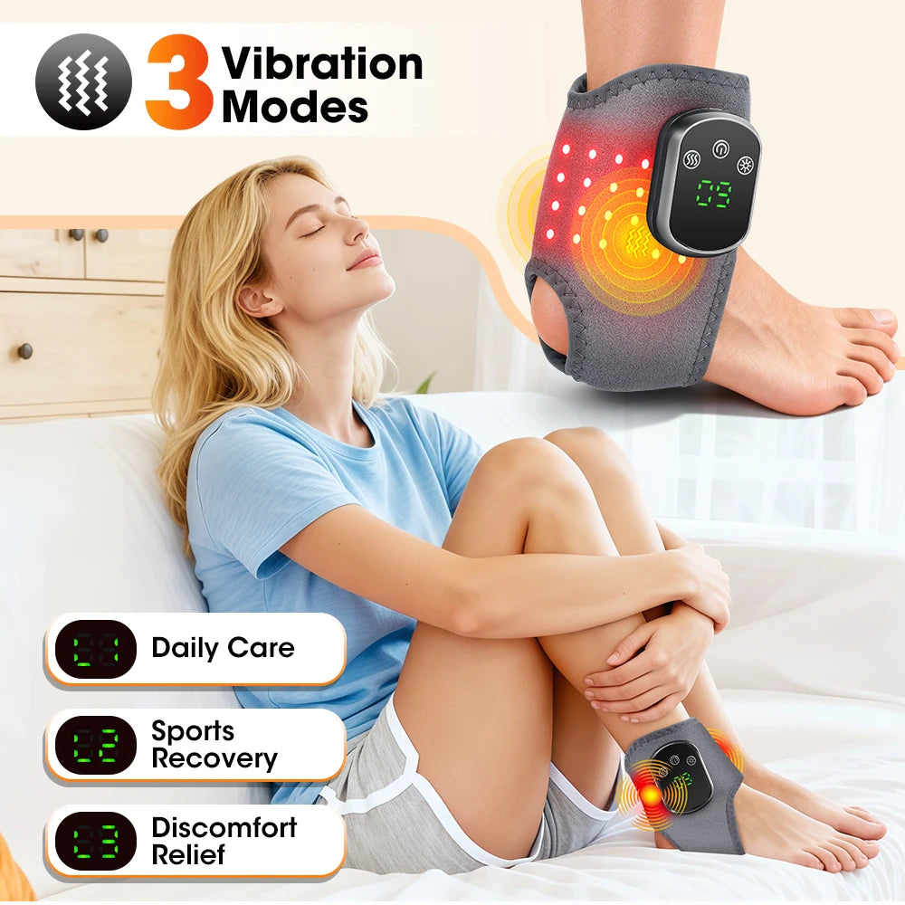 Hailicare Cordless Heated Ankle Massager With Red Light Therapy