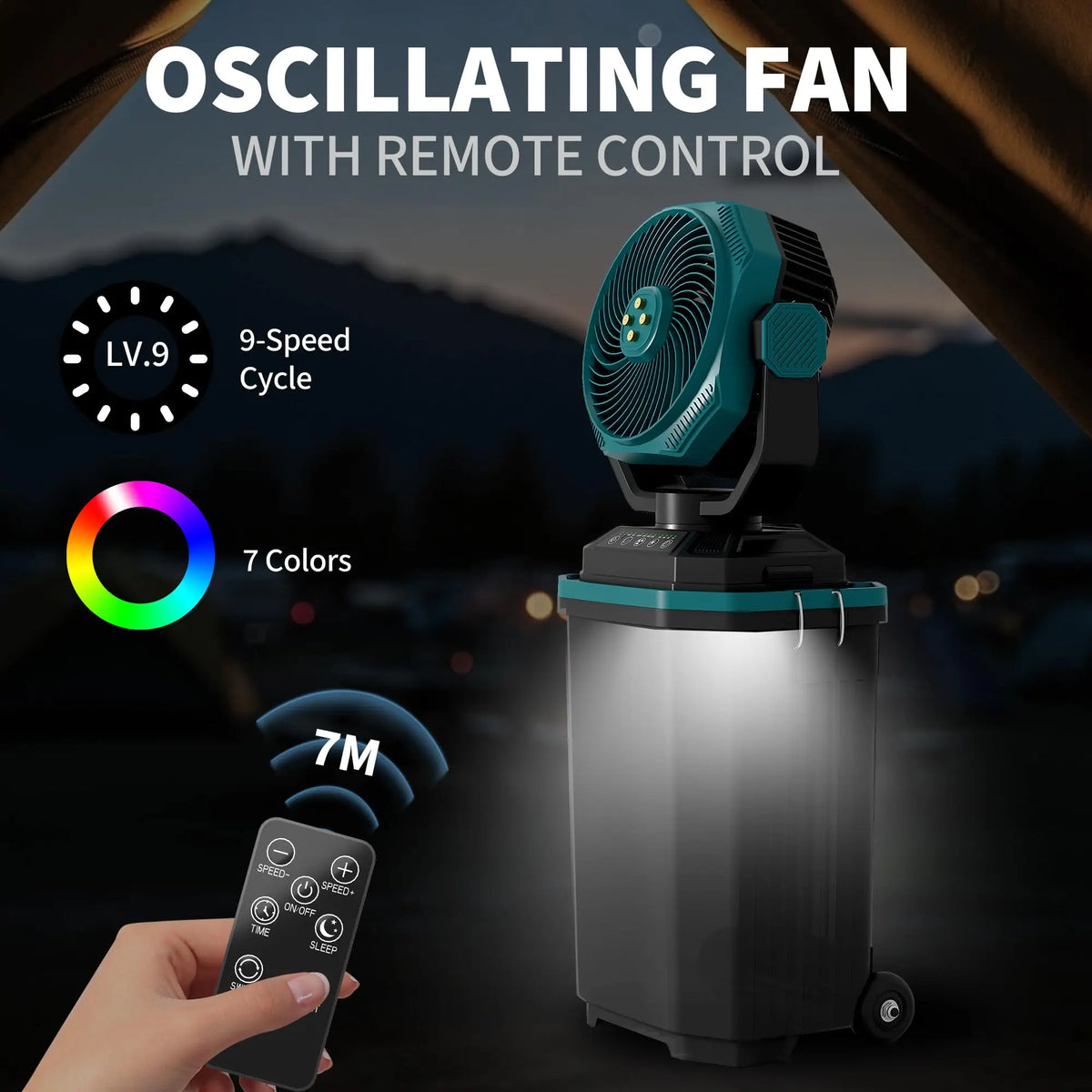 HiMISS Rechargeable Portable Misting Bucket Fan With Remote Control