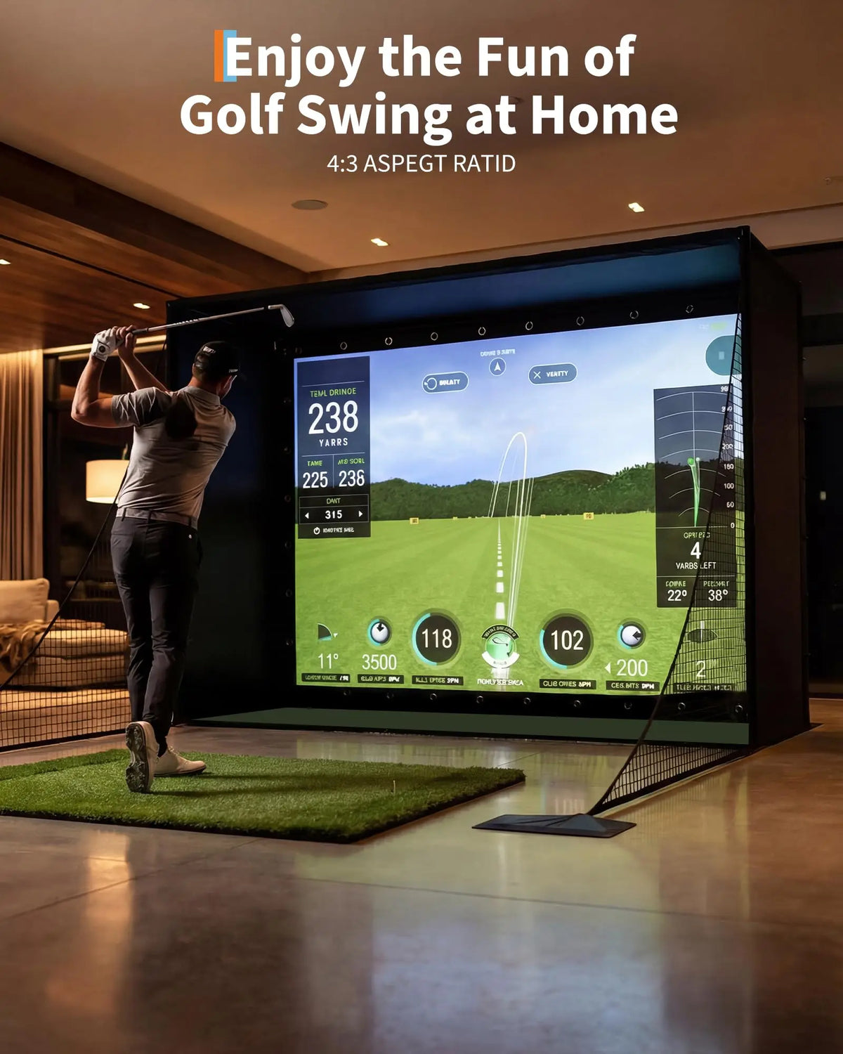 Golf Simulator Enclosure With 4K Ready Impact Screen