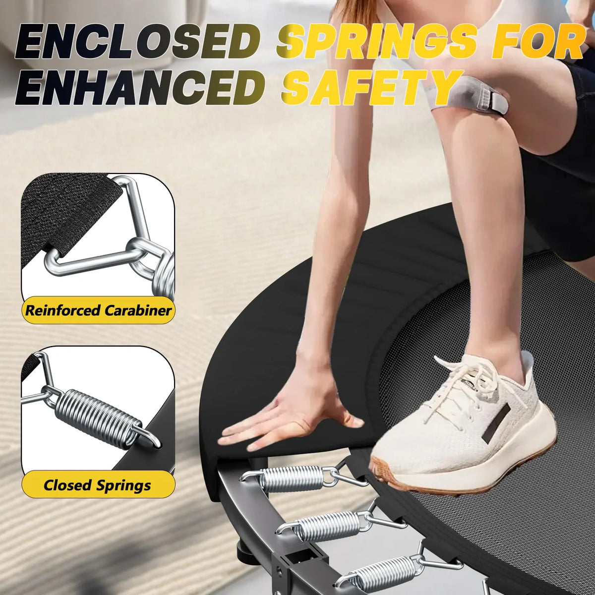 Foldable Fitness Rebounder Trampoline With Adjustable Handle For Adults