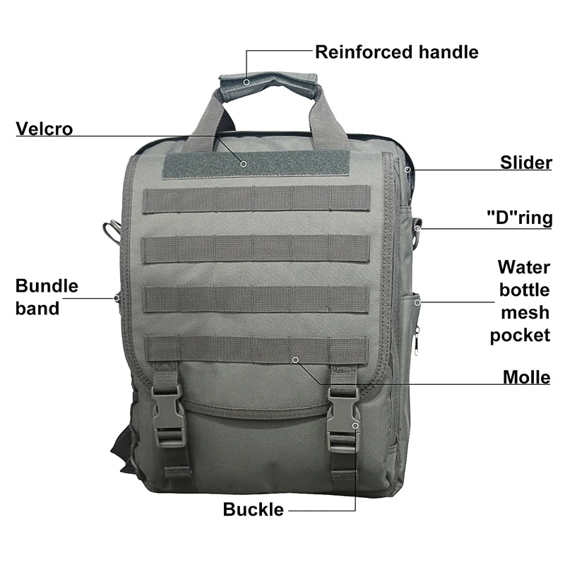 LQARMY Tactical Molle Laptop Backpack Messenger Bag For Outdoor Use