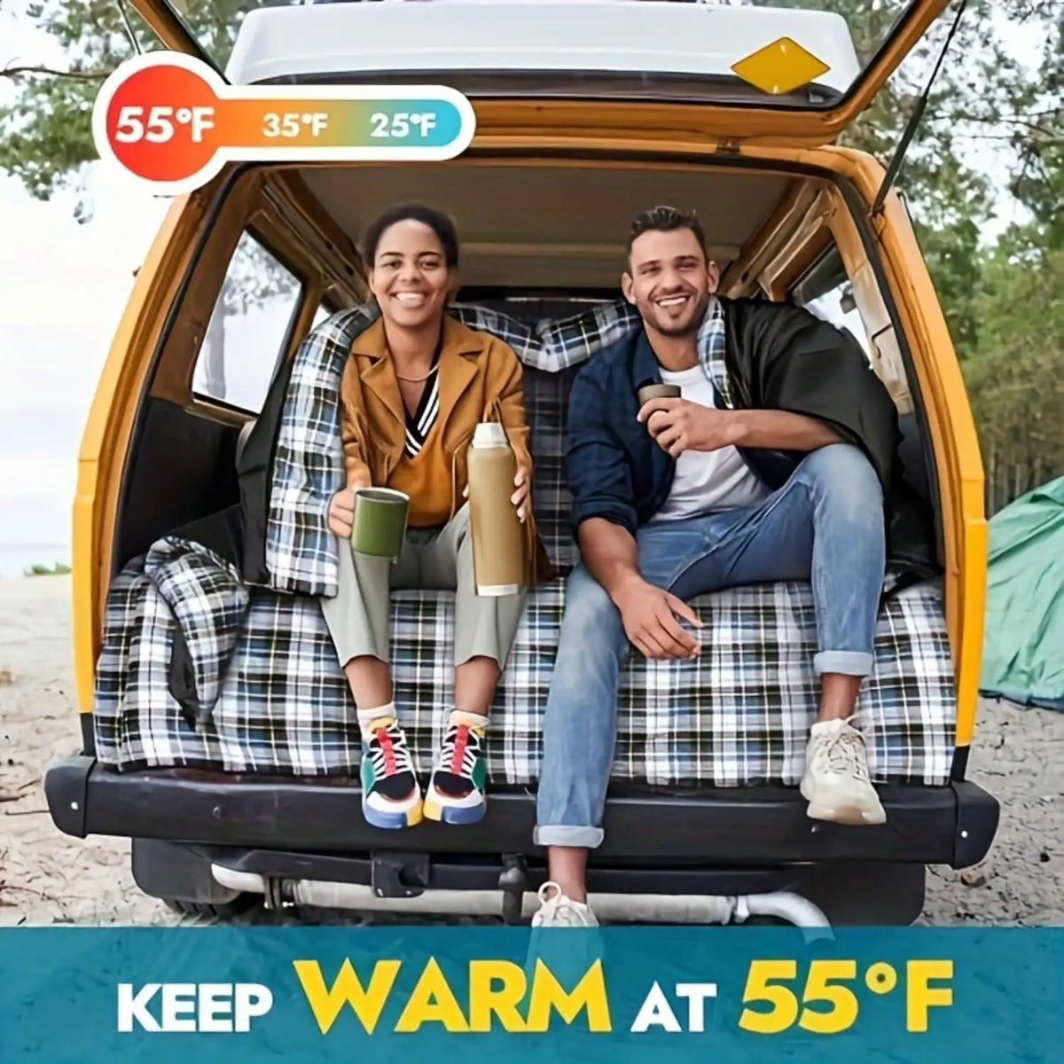 Adult Camping Sleeping Bag With Two Pillows For Cold Weather