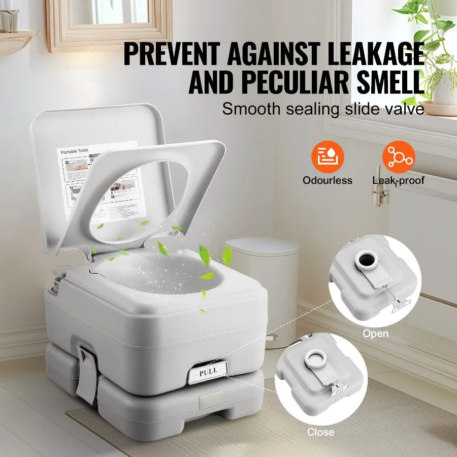 Portable Camping Toilet with Pressurized Flush and Leakproof Waste Tank