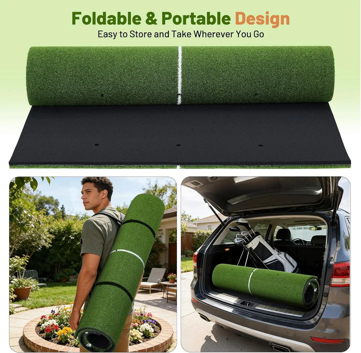 Dual Turf Golf Hitting Mat for Indoor and Outdoor Practice