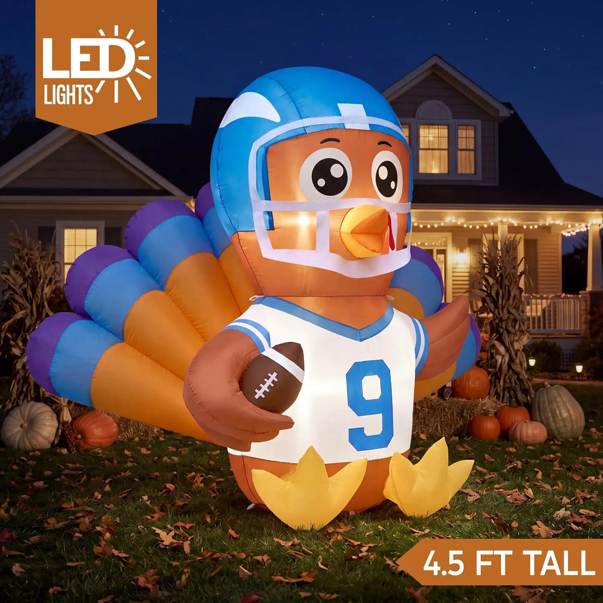 Joyfy Light Up Thanksgiving Turkey Inflatable Outdoor Decoration