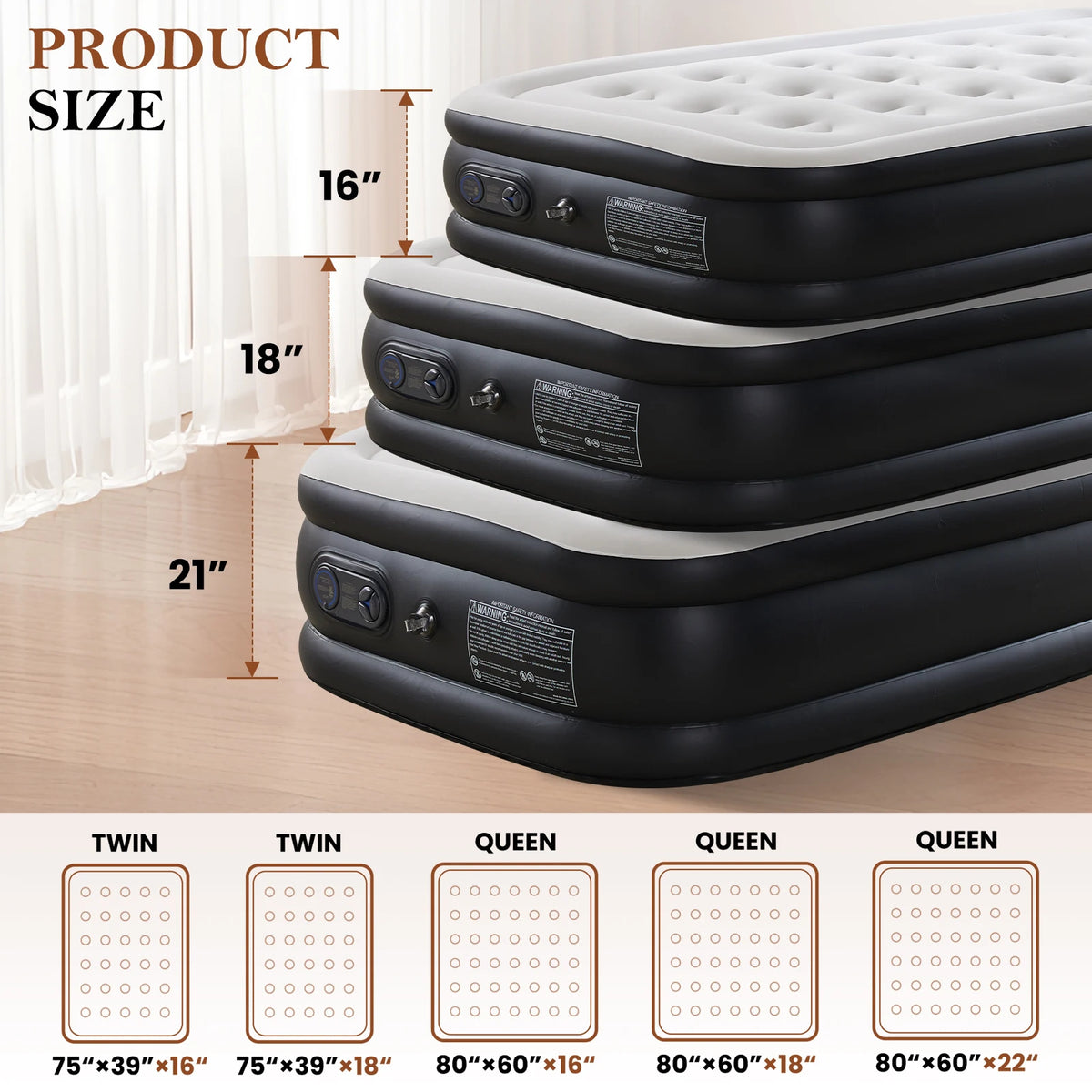 JHK Air Mattress With Non Slip Base For Home Camping