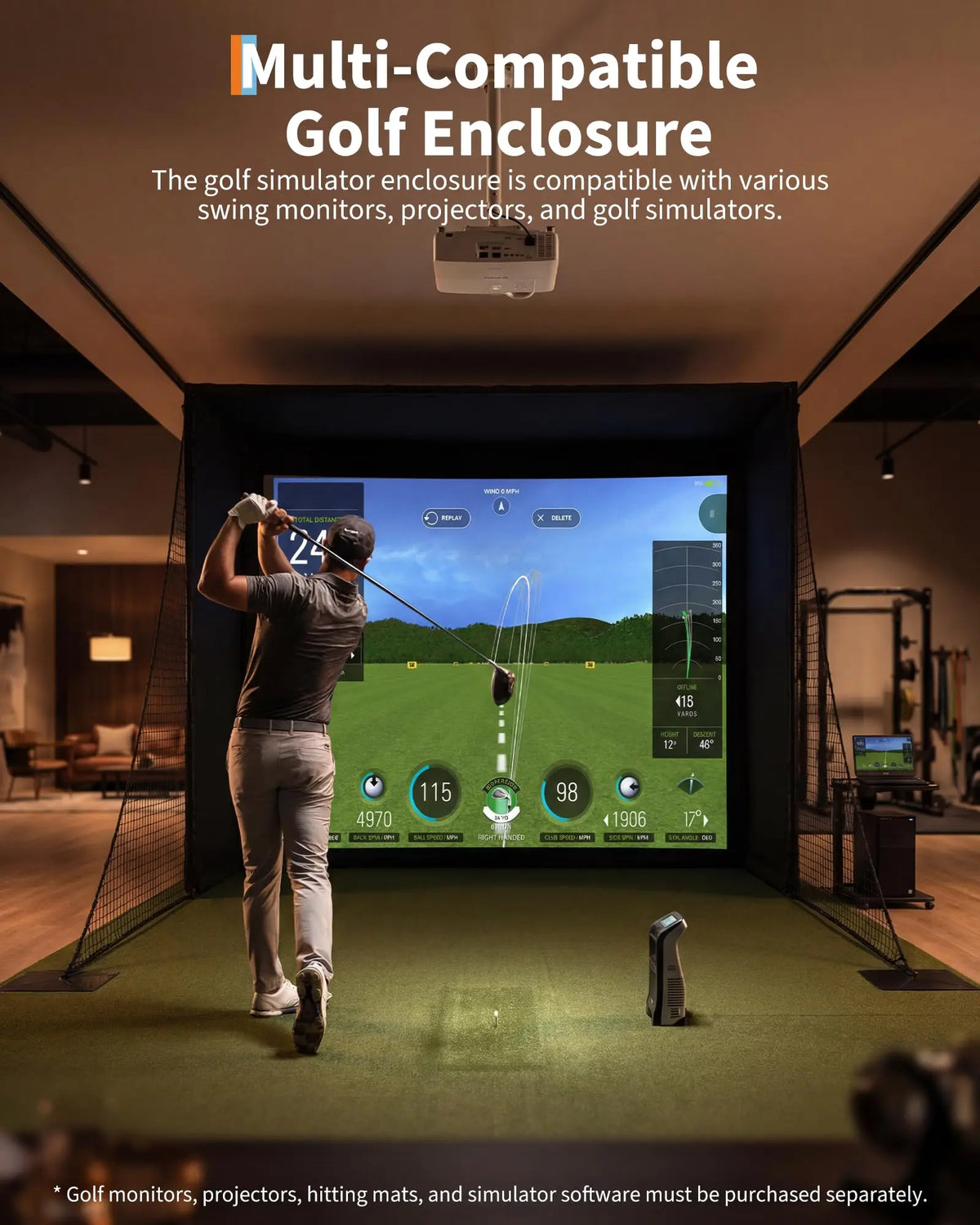 Golf Simulator Enclosure With 4K Ready Impact Screen