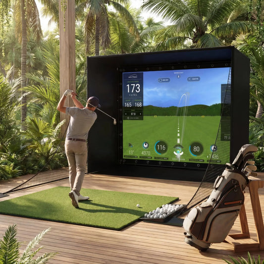 Golf Simulator Enclosure Package With Impact Screen And Protective Netting