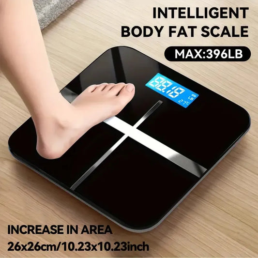 Digital Bathroom Scale With Tempered Glass Platform And LCD Display