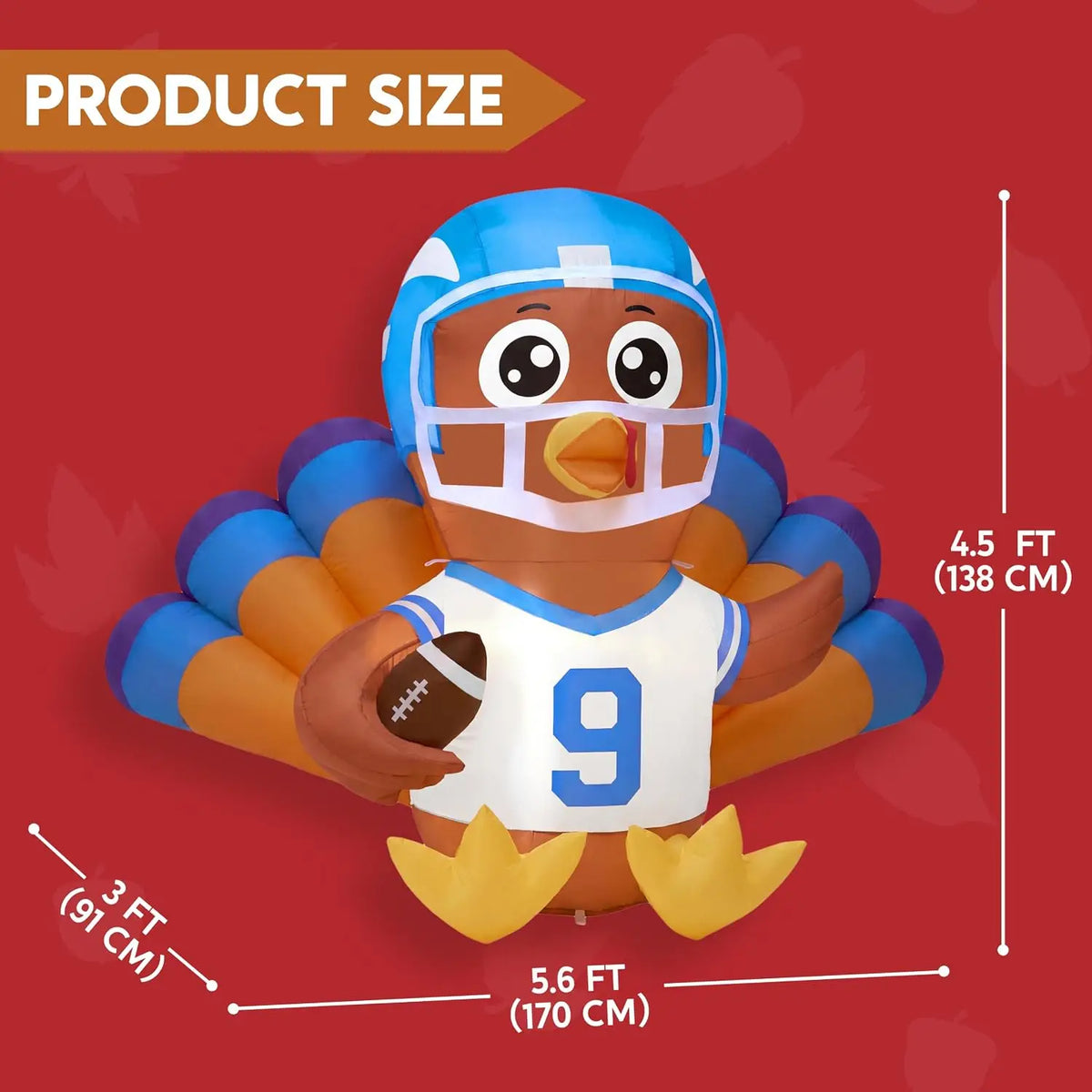 Joyfy Light Up Thanksgiving Turkey Inflatable Outdoor Decoration