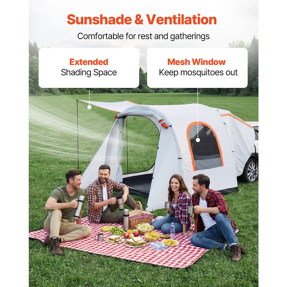 SucceBuy Inflatable SUV Tent With Awning For Outdoor Camping