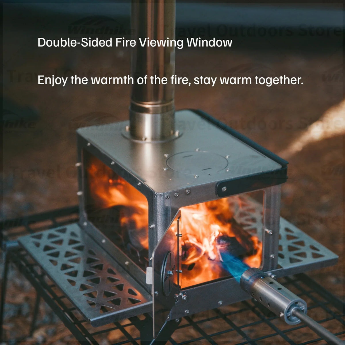 Naturehike Wood Burning Tent Stove With Glass Door And Chimney
