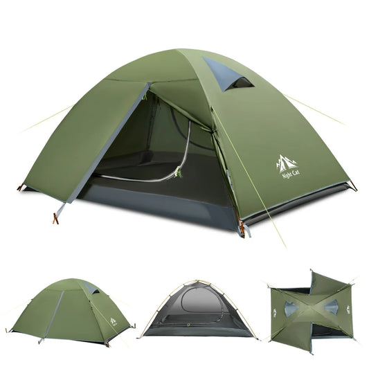 Night Cat Waterproof Backpacking Tent with Aluminum Poles and Rainfly