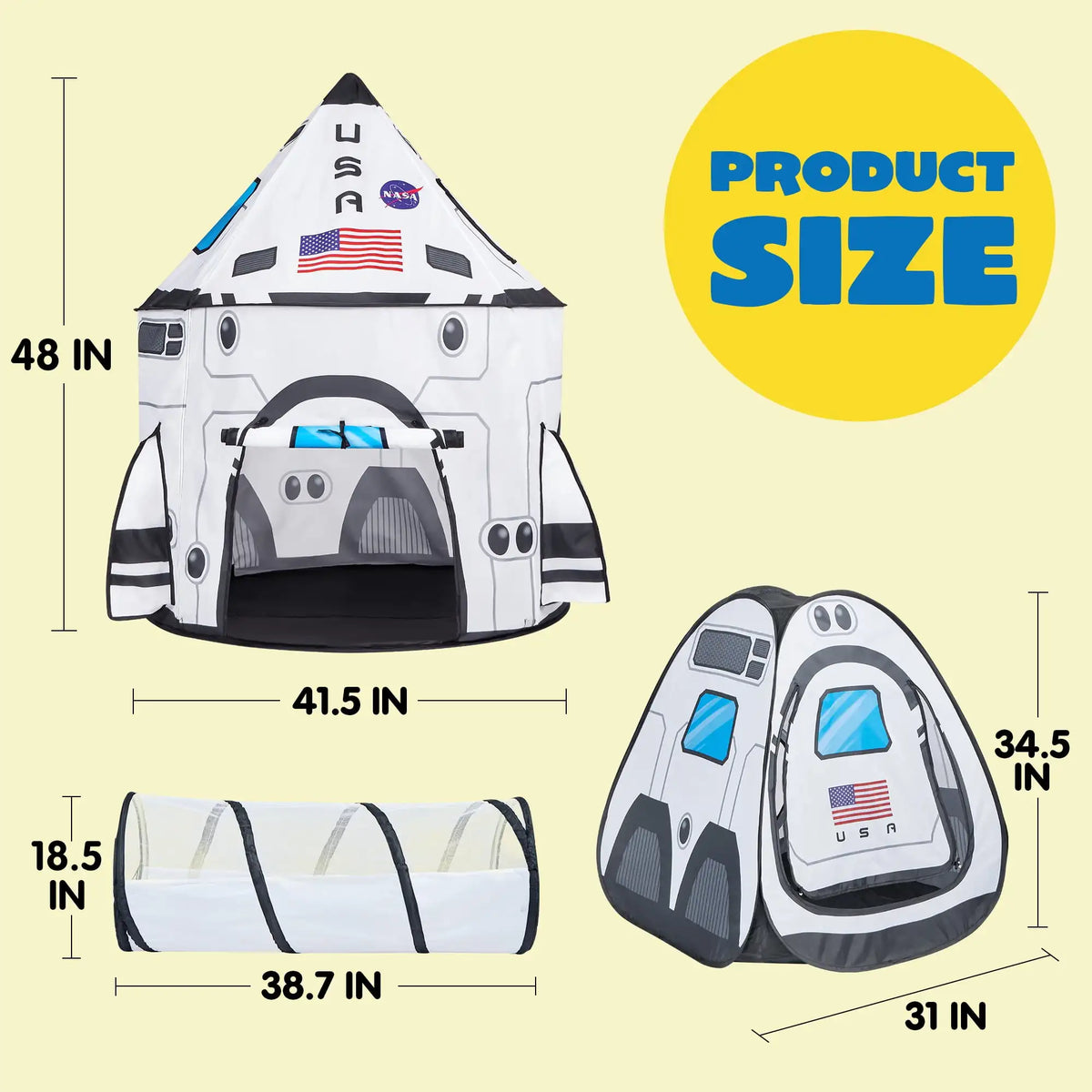 Joyfy Rocket Ship Play Tent And Tunnel Set For Kids