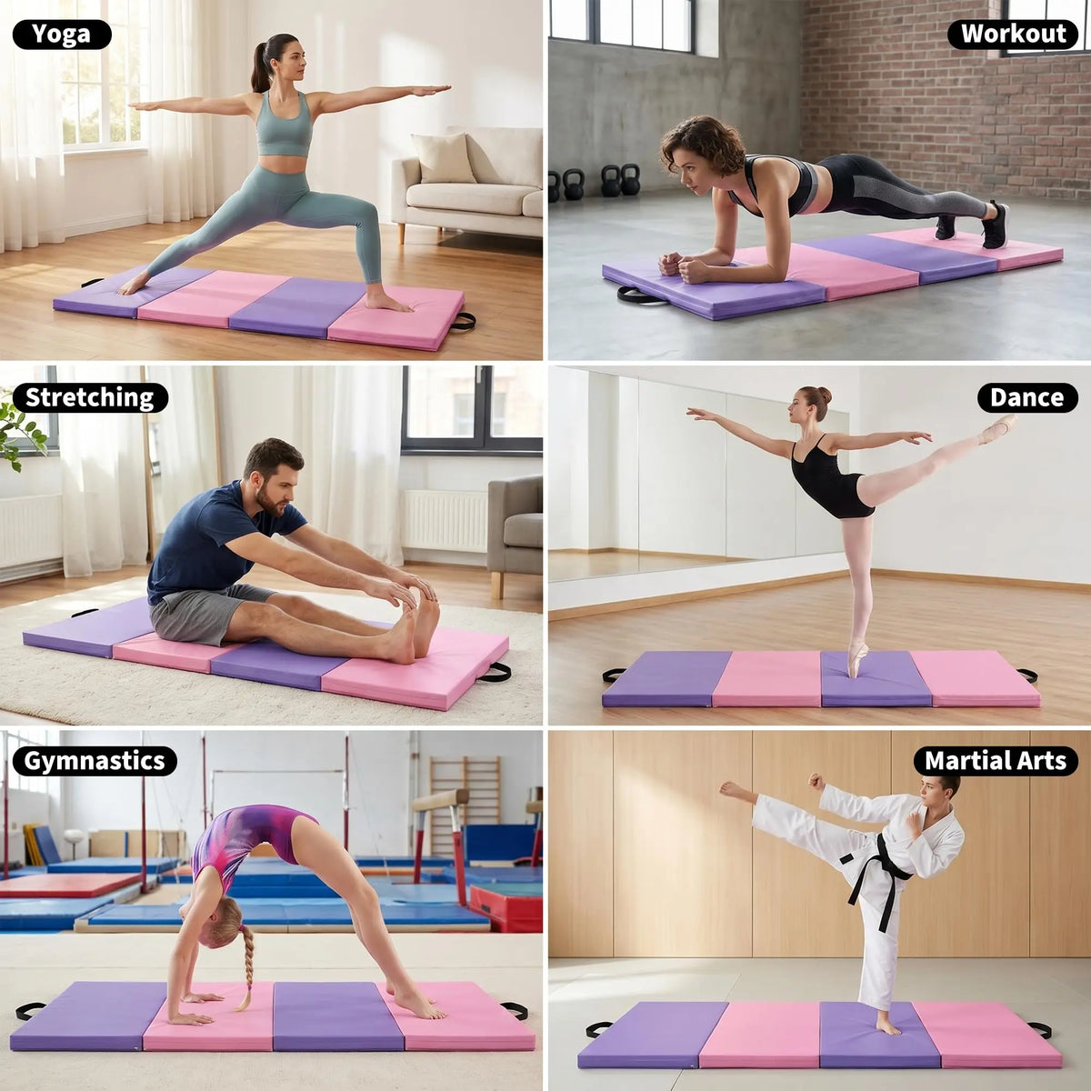 HiMISS Folding Gymnastics Exercise Mat for Home Workouts and Training