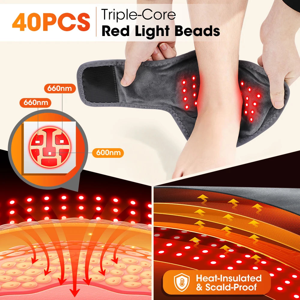 Hailicare Cordless Heated Ankle Massager With Red Light Therapy