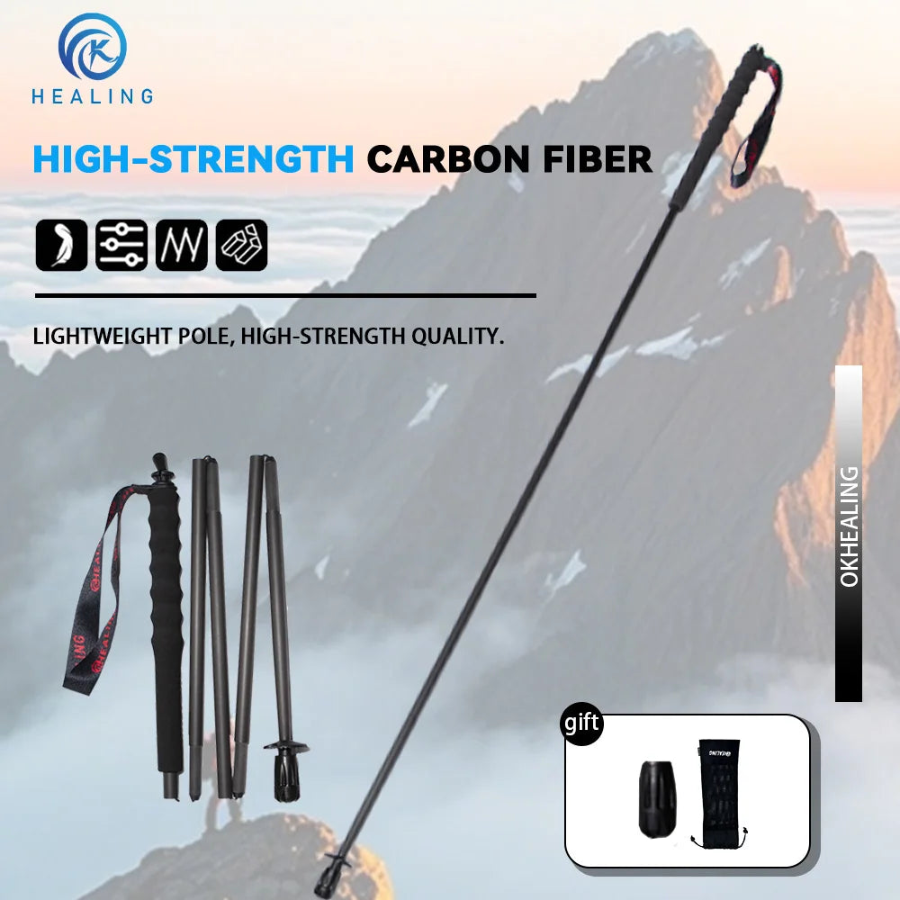 OKHEALING Foldable Carbon Fiber Trekking Poles for Hiking and Walking