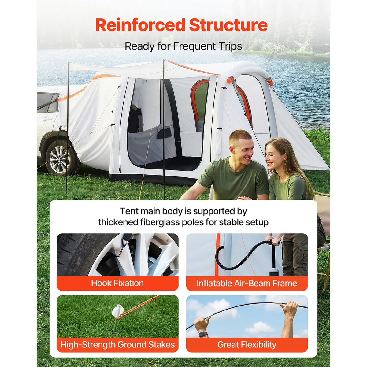 SucceBuy Inflatable SUV Tent With Awning For Outdoor Camping