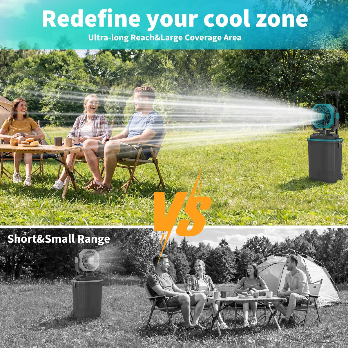 HiMISS Rechargeable Portable Misting Bucket Fan With Remote Control