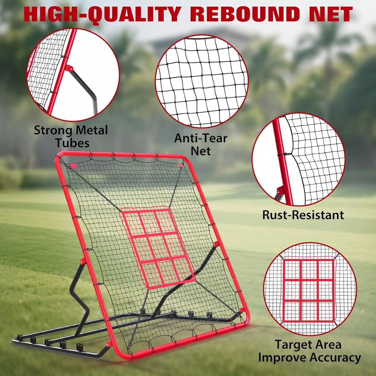 HiMISS Adjustable Multisport Rebounder Net for Baseball Soccer Training