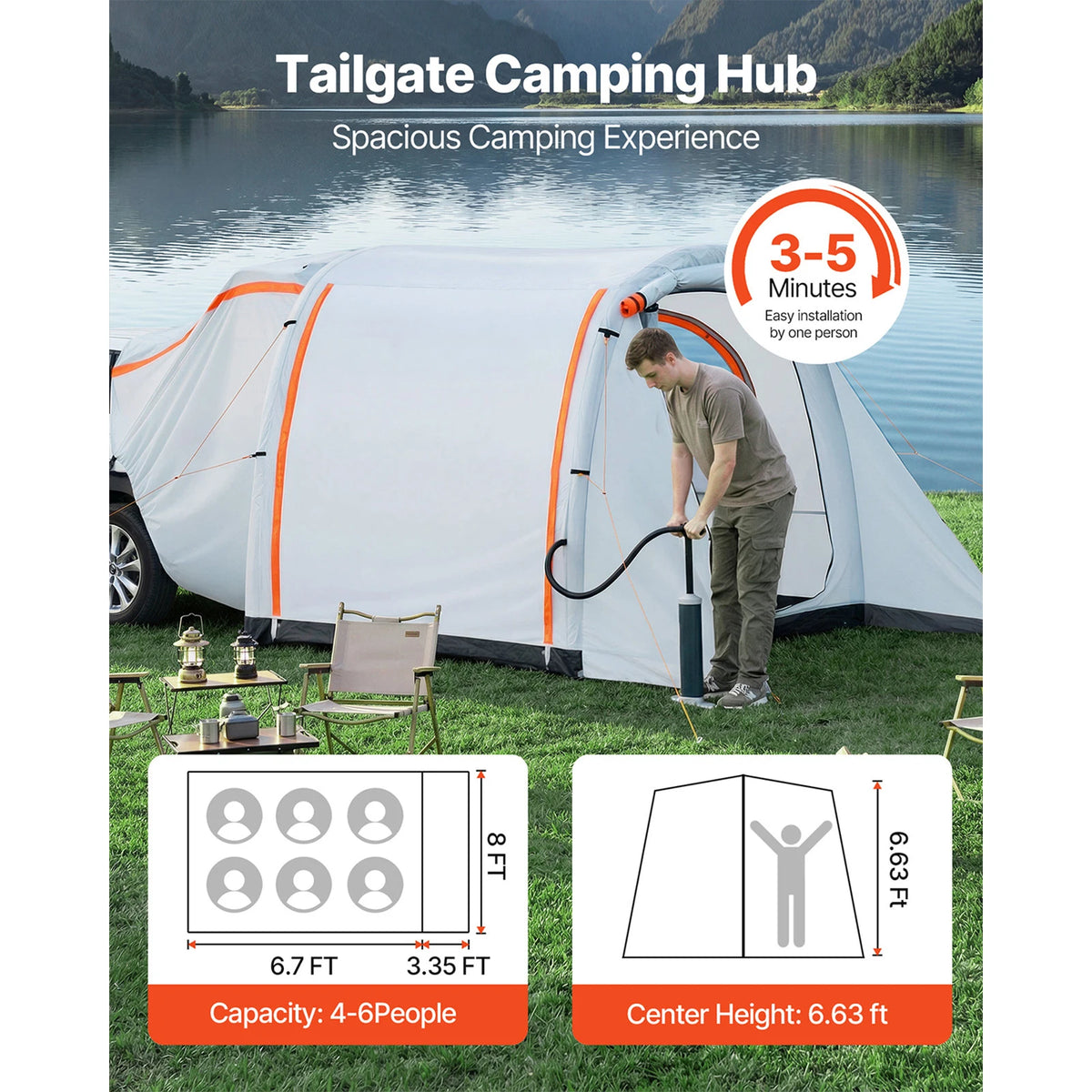 SucceBuy Inflatable SUV Tent With Awning For Outdoor Camping