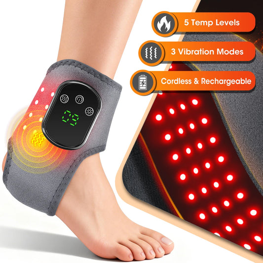 Hailicare Cordless Heated Ankle Massager With Red Light Therapy