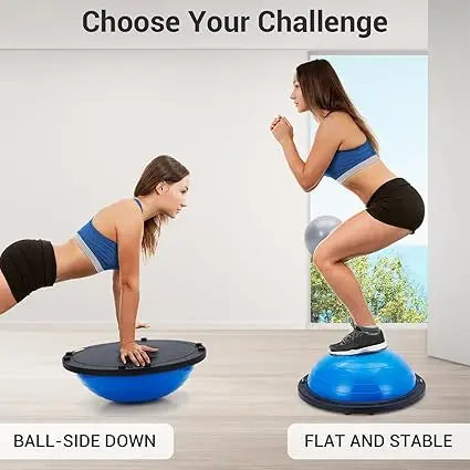 Half Exercise Ball Trainer With Bands for Yoga and Pilates