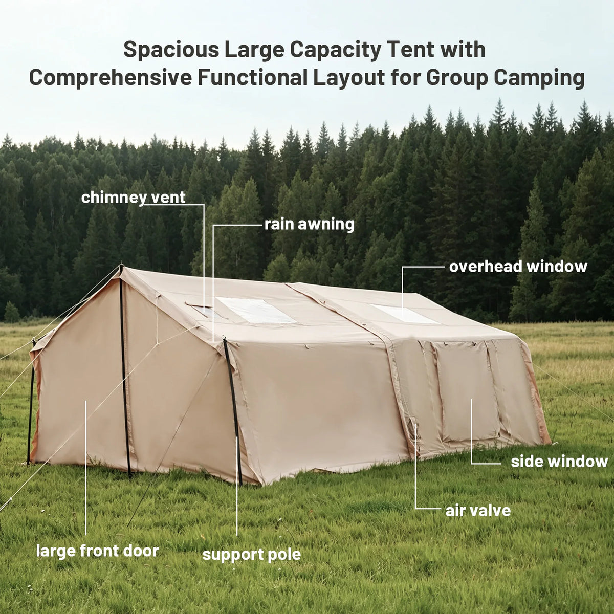 Pakicetus Inflatable Camping Tent Quick Setup Waterproof Windproof Shelter
