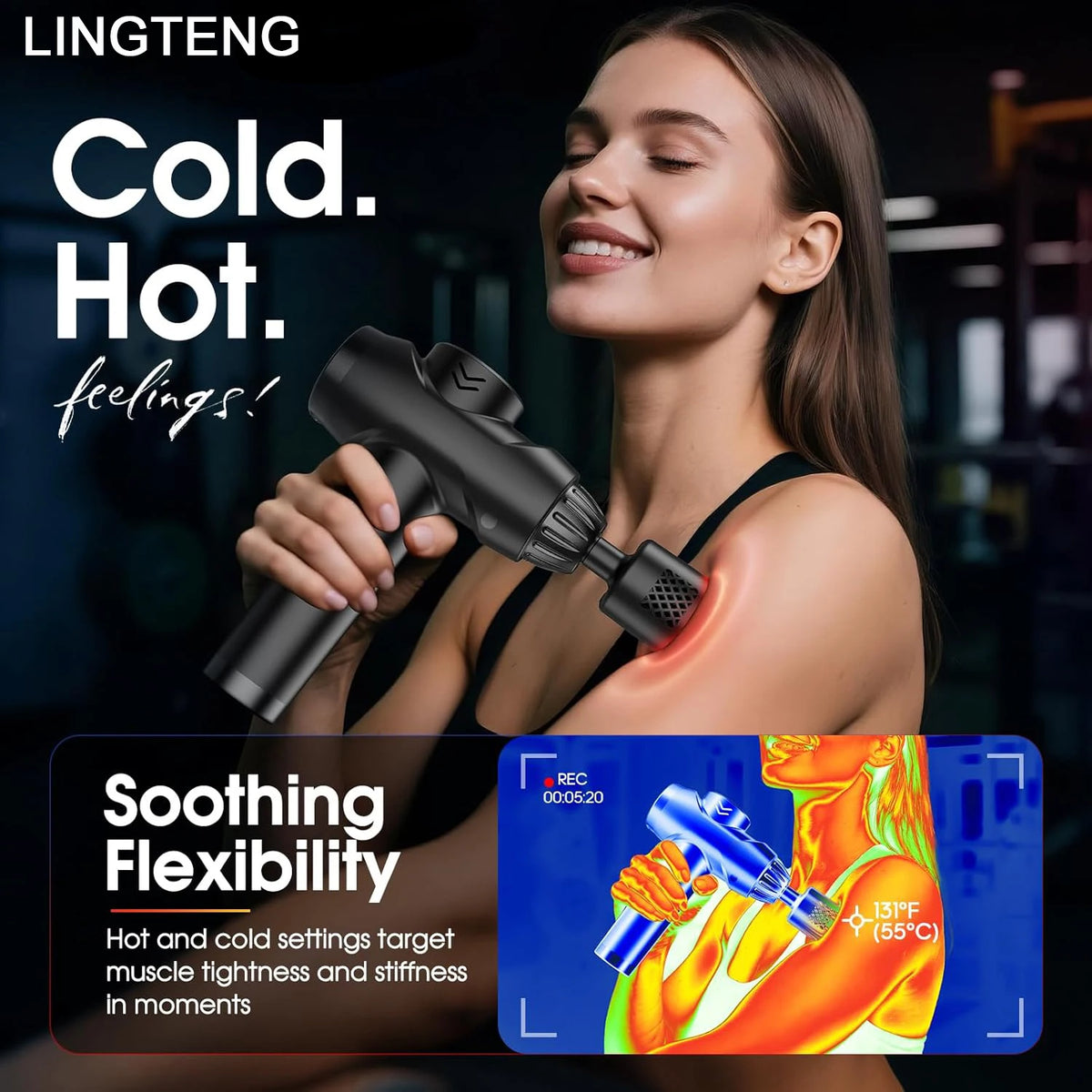 LINGTENG Hot Cold Deep Tissue Massage Gun For Muscle Relief