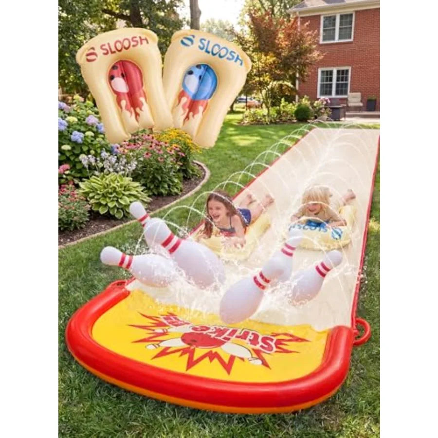 Outdoor Water Slide Bowling Game With Built In Sprinkler