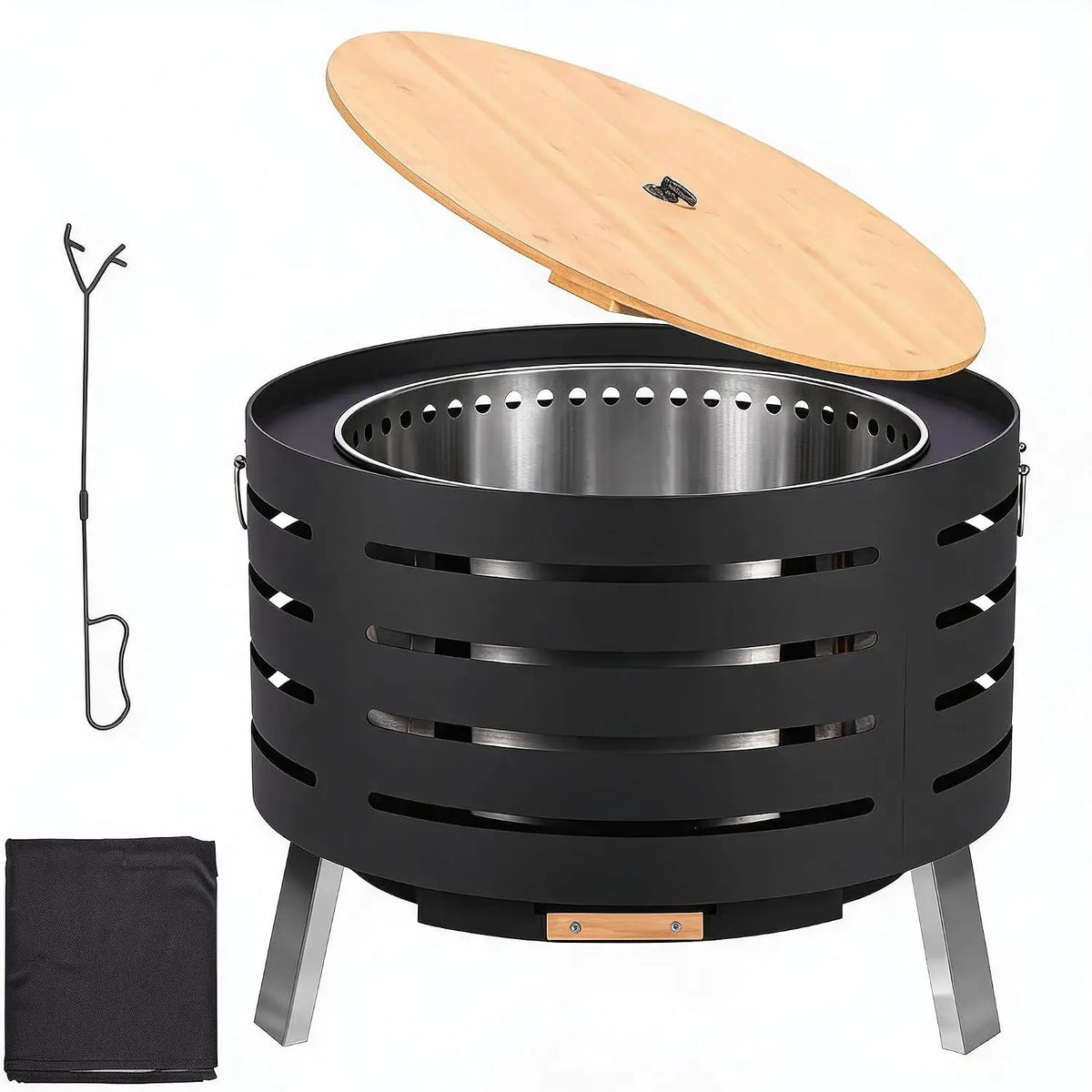 Garvee Smokeless Tabletop Fire Pit With Ash Pan And Cover